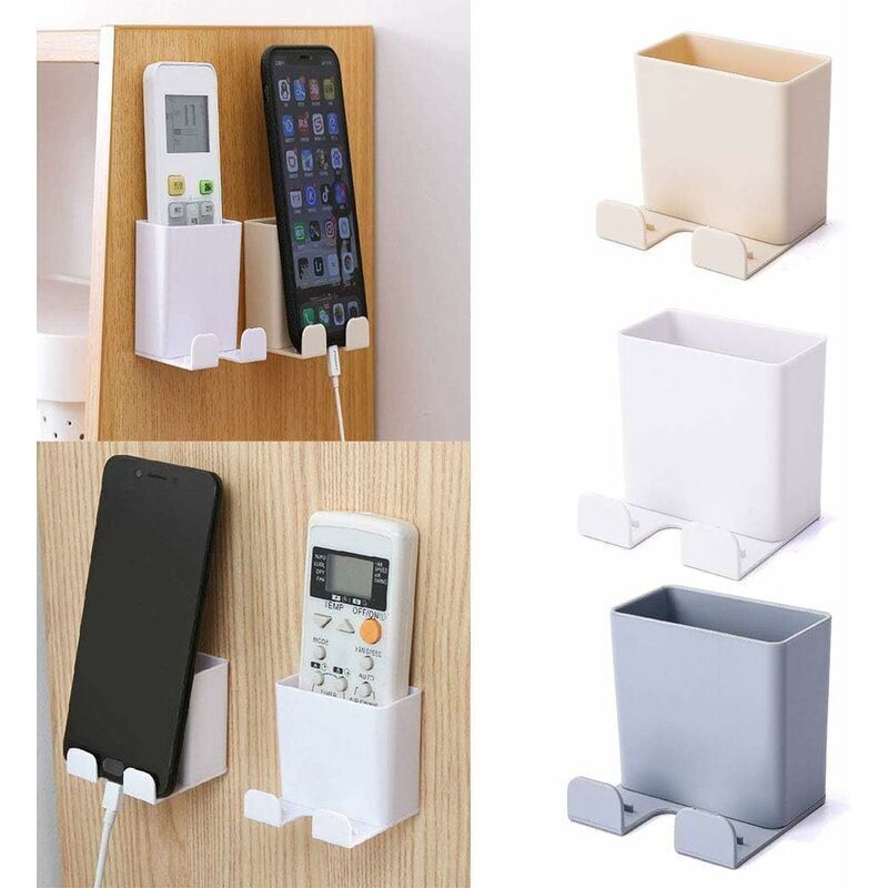 3 Pièces Support de Téléphone Portable Mural, ABS avec Crochet Boîte d'Organisateur Mural pour Support de Chargement De Téléphone Portable, Boîte de