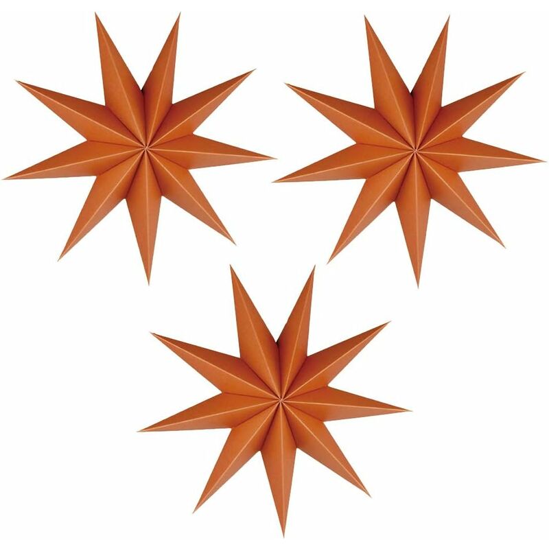 groofoo - 3 pièces vintage 3d étoile en papier à suspendre lanternes de noël ornement maison vacances décorations 30 cm/12 en large (orange)