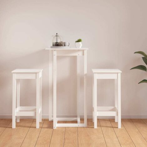 3 Piece Bar Set White Solid Wood Pine vidaXL