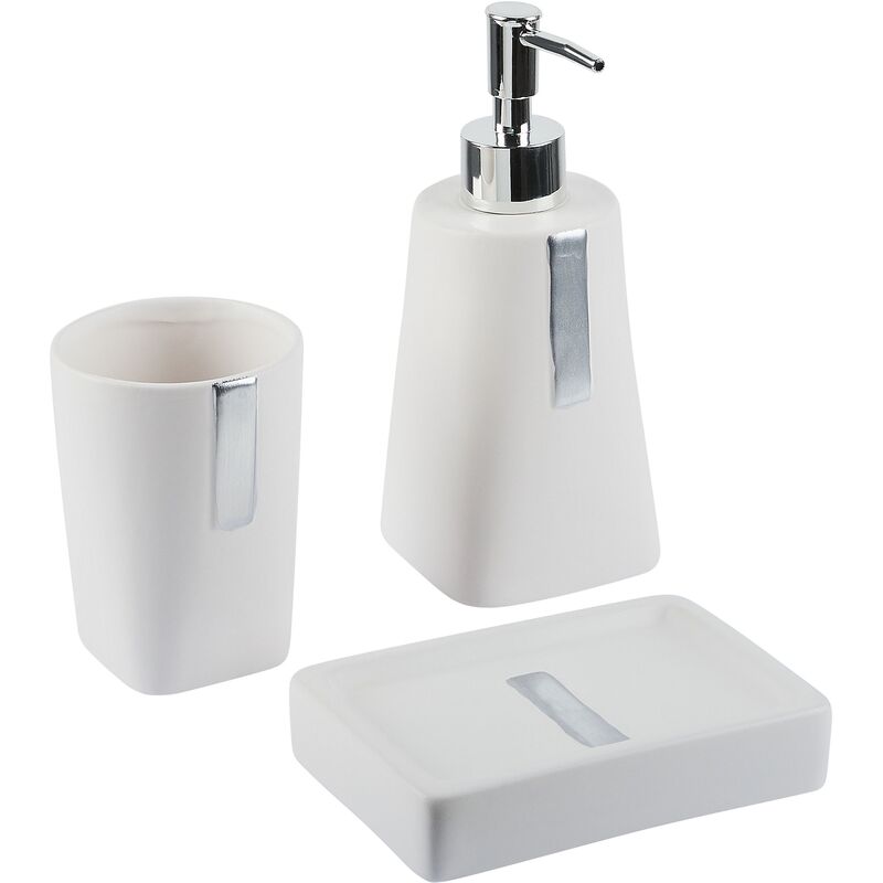 3-Piece Bathroom Accessories Set Soap Dish Dispenser Beige Sonana - Beige