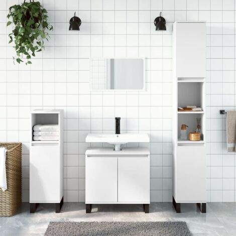3 Piece Bathroom Cabinet Set White Engineered Wood vidaXL