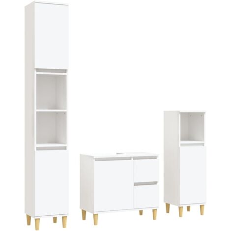 3 Piece Bathroom Cabinet Set White Engineered Wood vidaXL