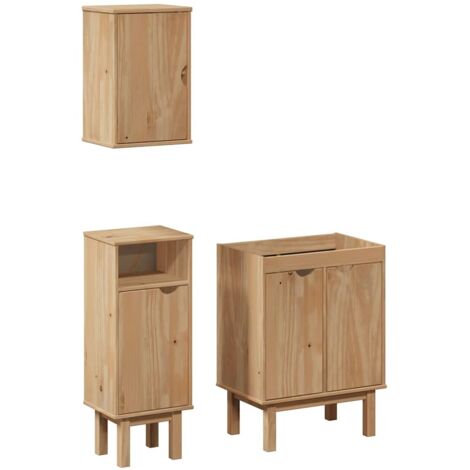 3 Piece Bathroom Furniture Set OTTA Solid Wood Pine vidaXL