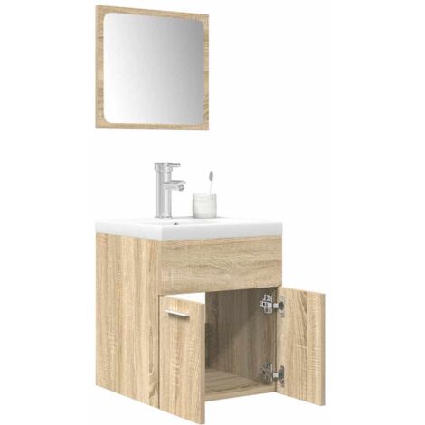 3 Piece Bathroom Furniture Set Sonoma Oak Engineered Wood vidaXL