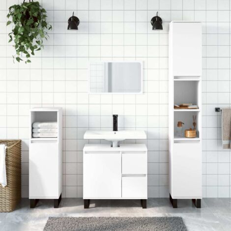 3 Piece Bathroom Furniture Set White Engineered Wood vidaXL
