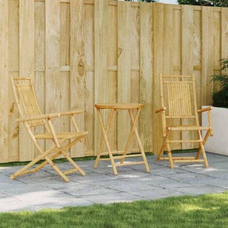 3 Piece Bistro Set Bamboo vidaXL