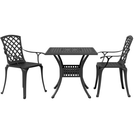 3 Piece Bistro Set Black Cast Aluminium vidaXL