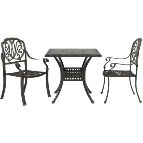 3 Piece Bistro Set Bronze Cast Aluminium vidaXL