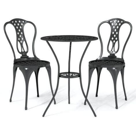 3 Piece Bistro Set Cast Aluminium Black vidaXL