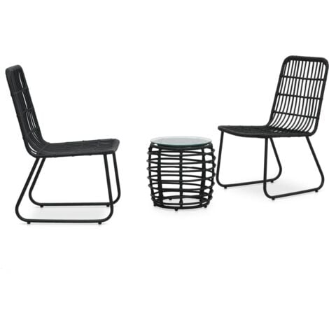 3 Piece Bistro Set Poly Rattan Black vidaXL