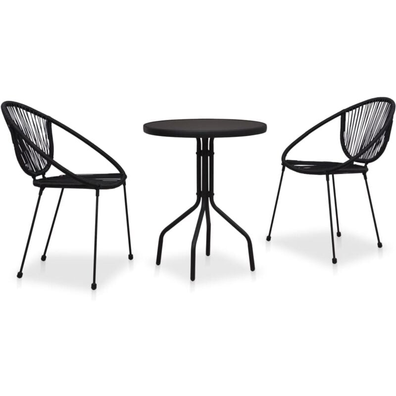 3 Piece Bistro Set pvc Rattan Black Vidaxl