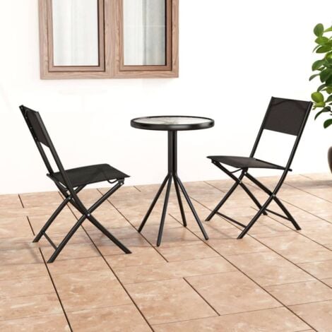 3 Piece Bistro Set Steel Black vidaXL