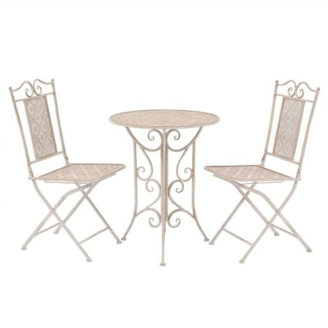 3 Piece Bistro Set Steel White vidaXL