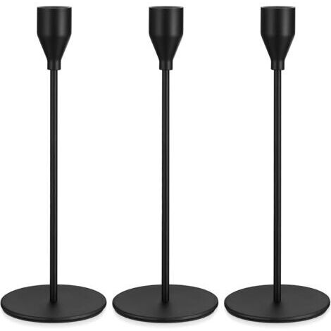 3-Piece Black Candle Holders, Metal Chandelier Candlesticks, Tapered Candle Holders, Wedding Candlestick Decoration, Vintage Candlestick for Table Decoration, Birthdays, Home