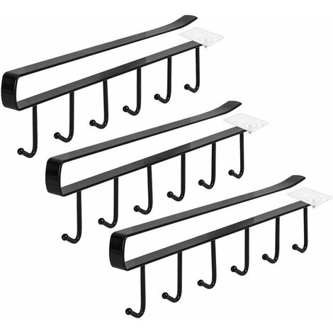 3-piece cup holder, hook cup holder cupboard insert without drilling for 18 cups black