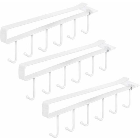 3-piece cup holder, hook cup holder cupboard insert without drilling for 18 cups white