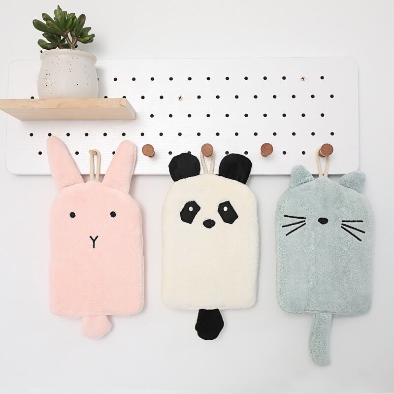 3 piece cute kids towel set, cute animal hand towel, absorbent fast drying microfibre towel bath towel with hanging loop kitchen and bathroom - color