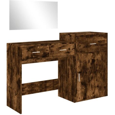3 Piece Dressing Table Set Smoked Oak Engineered Wood vidaXL