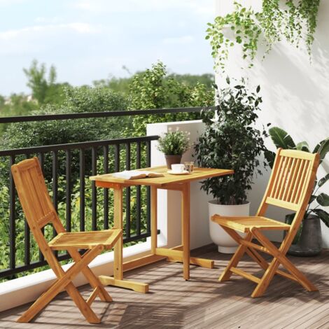 3 Piece Folding Garden Dining Set Solid Wood Acacia vidaXL
