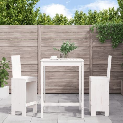 3 Piece Garden Bar Set White Solid Wood Pine vidaXL