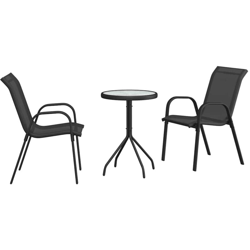 Garden Bistro Set 3 Pcs Black Steel Vidaxl