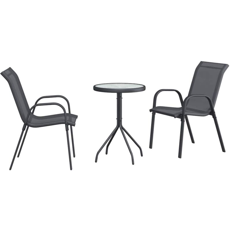 Garden Bistro Set 3 Pcs Grey Steel Vidaxl