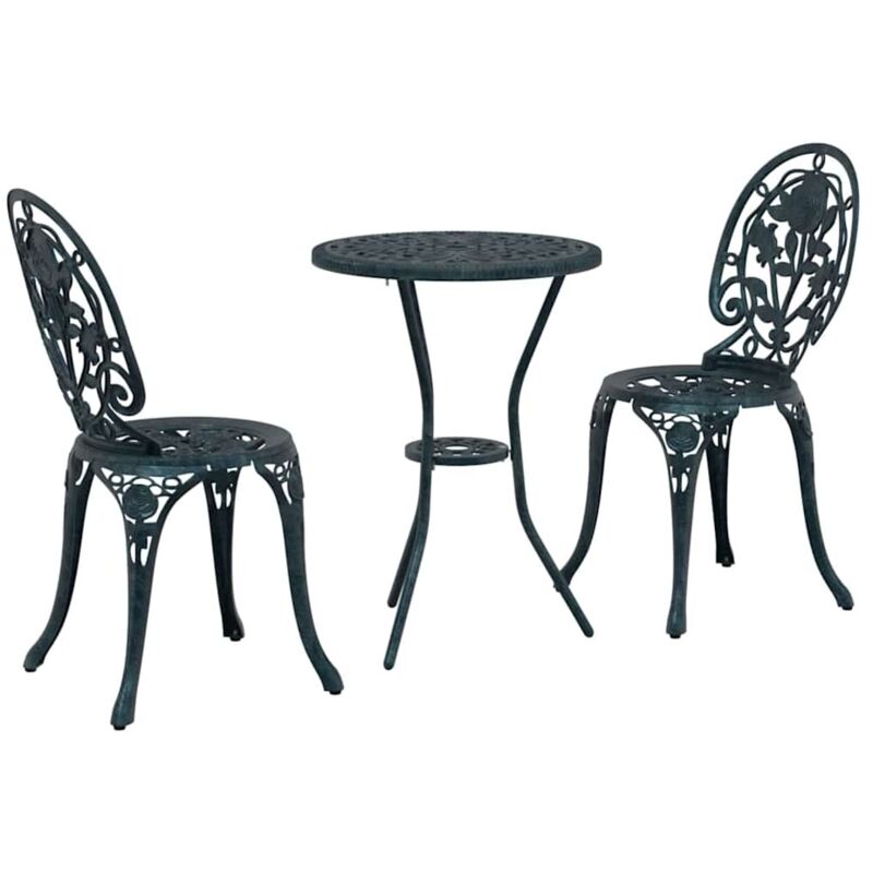 Garden Bistro Set 3 Pcs Green Aluminium Vidaxl