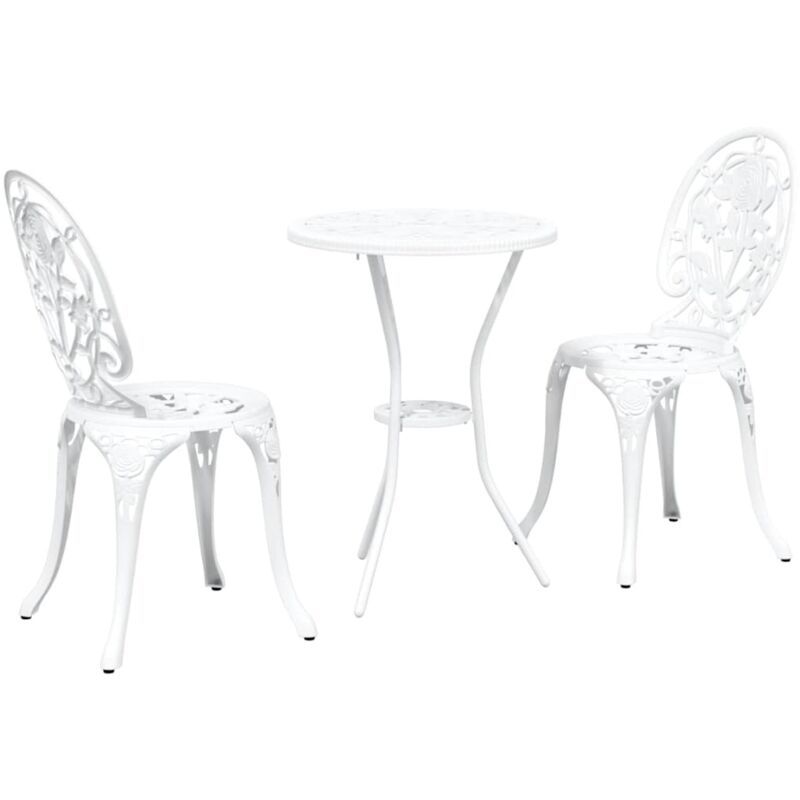 Garden Bistro Set 3 Pcs White Aluminium Vidaxl