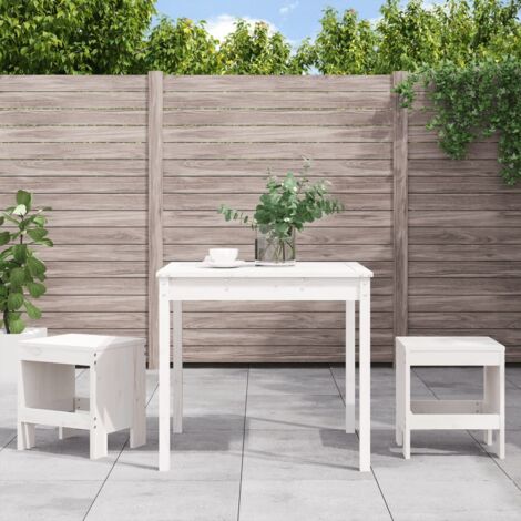 3 Piece Garden Bistro Set White Solid Wood Pine vidaXL