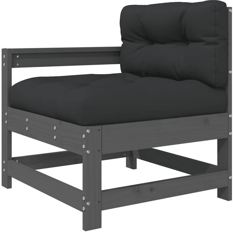 Vidaxl - Garden Chair with Cushions Grey Solid Wood Pine Grey