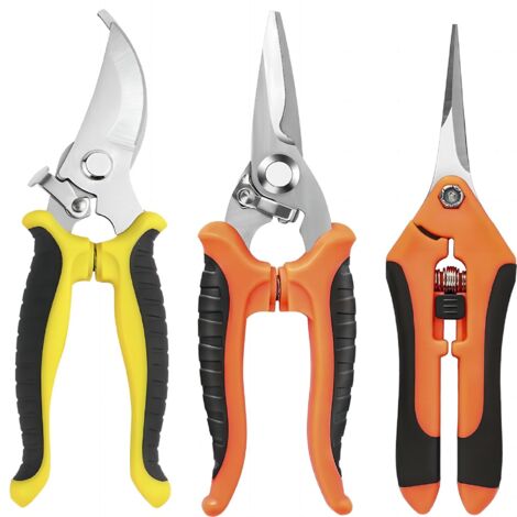 3-piece garden pruning shears set, made of stainless steel, garden shears, scissors, garden pliers, pruning shears, garden tools.