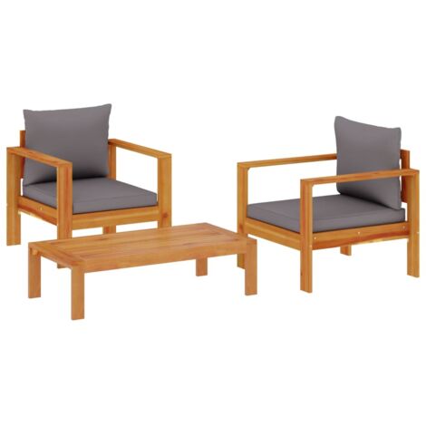 3 Piece Garden Sofa Set with Cushions Solid Wood Acacia vidaXL