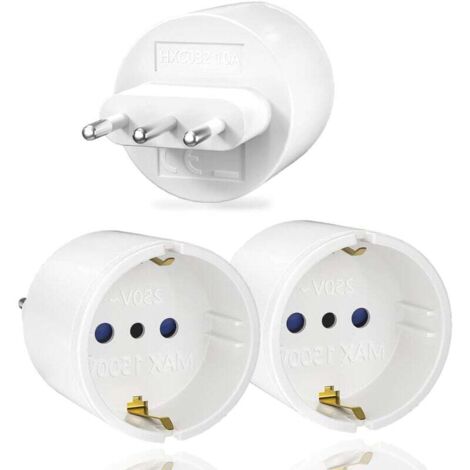 3-Piece Italy Travel Adapter, France to Italy Travel Plug, Type L Adapter for Italy, Syria, Uruguay, Chile, Maldives MUMU