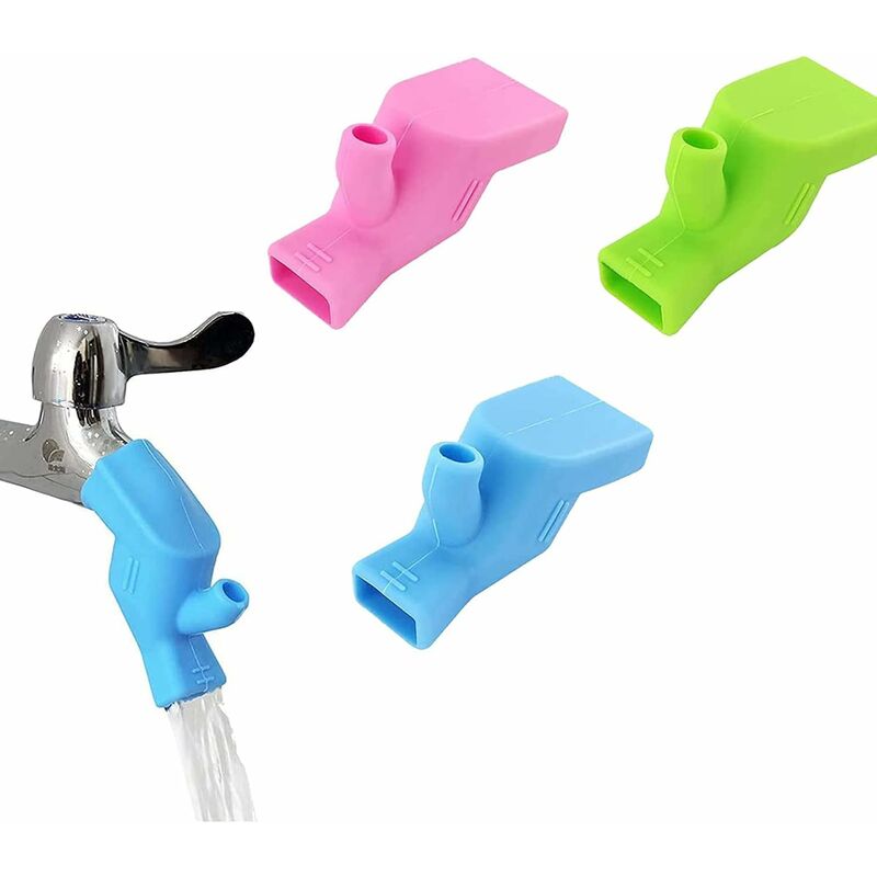 Tumalagia - 3 Piece Kids Faucet Extender Bathroom Kitchen Hands Face Baby Faucet Extender Food Grade Silicone Faucet Extender for Kids