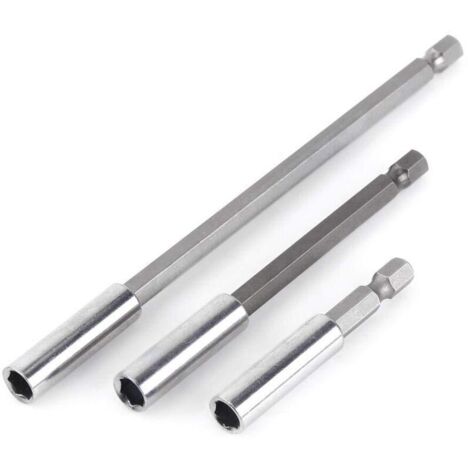 3-Piece Magnetic Bit Holder, 6cm/10cm/15cm Drill Bit Extension Set, 1/4" Hex Shank Screwdriver Bit Holder, A