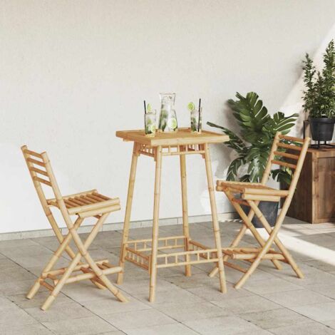 3 Piece Outdoor Bar Set Foldable Bamboo vidaXL