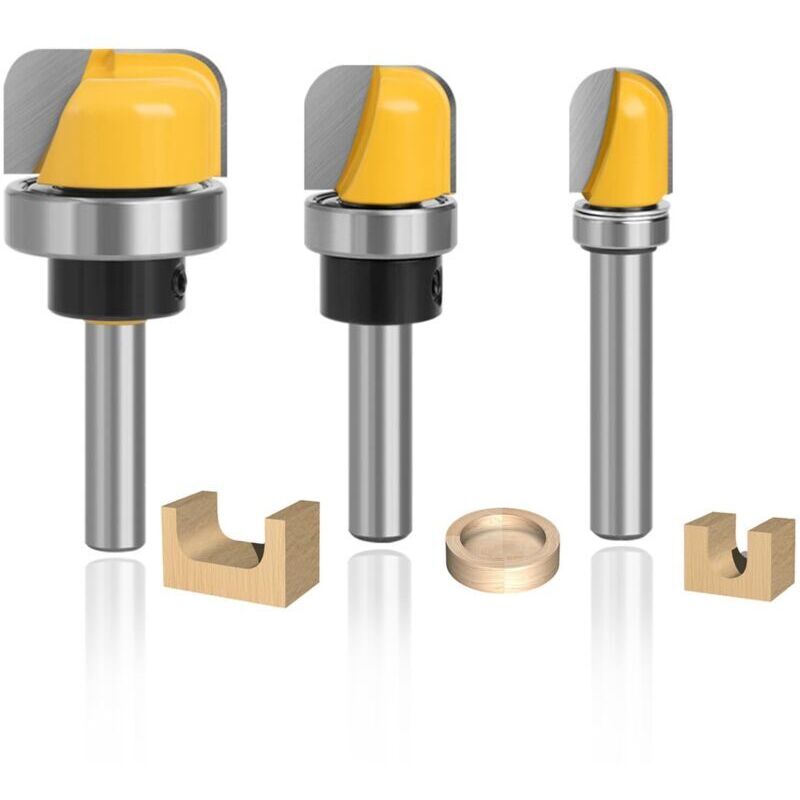 3-Piece Round Bottom Wood Router Bit Set, 8mm Carbide Router Bits, Router Bit for Soft and Hard Wood, Particleboard, MDF, Compact Plywood