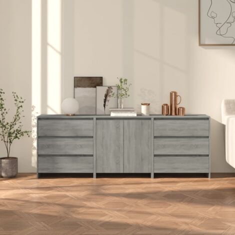 3 Piece Sideboard Grey Sonoma Engineered Wood vidaXL