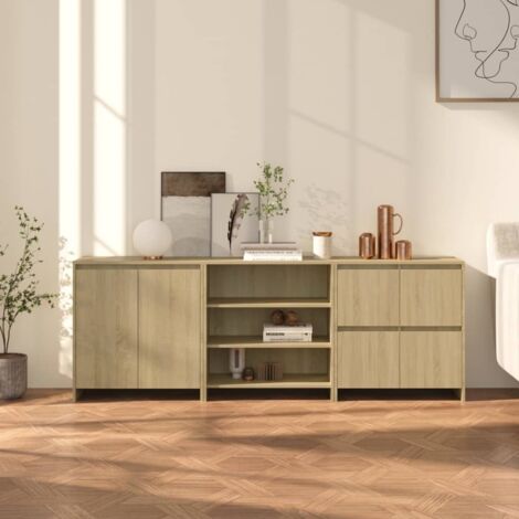 3 Piece Sideboard Sonoma Oak Engineered Wood vidaXL