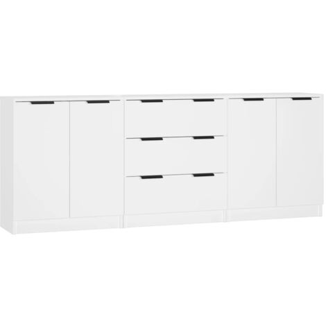 3 Piece Sideboards White Engineered Wood vidaXL