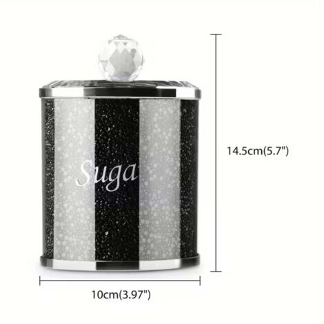 3-Piece Silver Crystal Canisters Crushed Diamond Glass Tea, Coffee & Sugar Jars