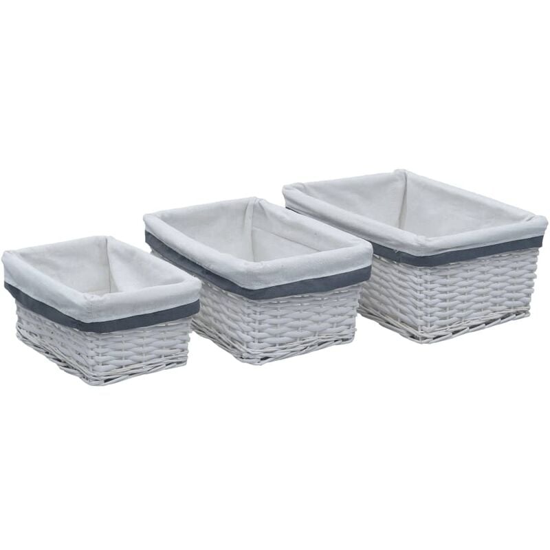 3 Piece Nesting Basket Set White Willow vidaXL