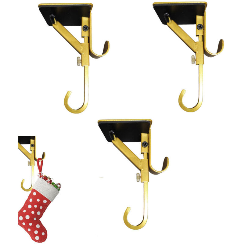 3 pièce Suspension pour guirlande et bas de cheminée, pour cadre de porte, cintre double réglable et robuste 2 en 1, Or