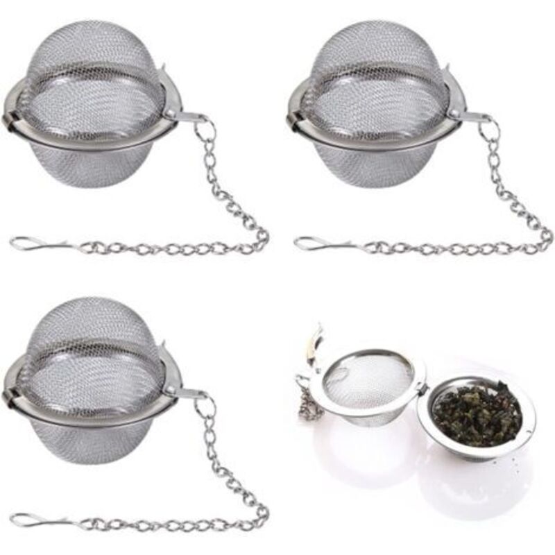 3-Piece Tea Set, Upgraded Tea Filter, High-Quality Loose Leaf Tea Set, Tea Infuser, Flavored Herbal Tea Balls (9 cm)