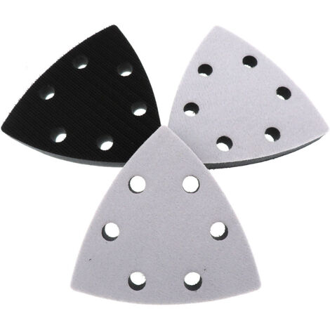 3 Pièce Triangulaire Tampon de Ponceuse de Remplacement, 90 x 90 x 90 mm Tampon de Remplacement de Ponceuse, 6 Trous Triangles Ponceuses de Tampon de Remplacement(Noir)