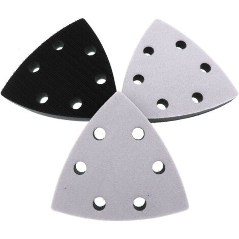 3 Pièce Triangulaire Tampon de Ponceuse de Remplacement, 90 x 90 x 90 mm Tampon de Remplacement de Ponceuse, 6 Trous Triangles Ponceuses de Tampon de Remplacement(Noir)