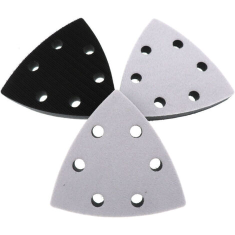 3 Pièce Triangulaire Tampon de Ponceuse de Remplacement, 90 x 90 x 90 mm Tampon de Remplacement de Ponceuse, 6 Trous Triangles Ponceuses de Tampon de Remplacement(Noir)