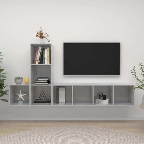 3 Piece TV Cabinet Set Concrete Grey Engineered Wood vidaXL