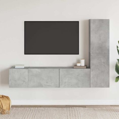 3 Piece TV Cabinet Set Concrete Grey Engineered Wood vidaXL