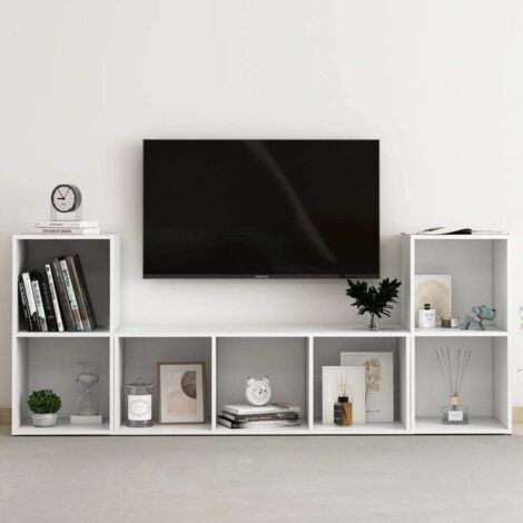 3 Piece TV Cabinet Set White Engineered Wood vidaXL